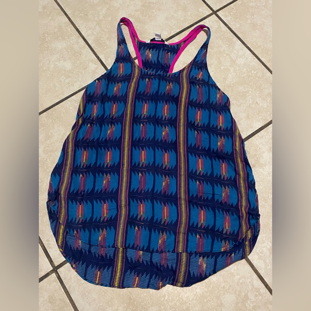 American Eagle Outfitters Blue Patterned Tank Top